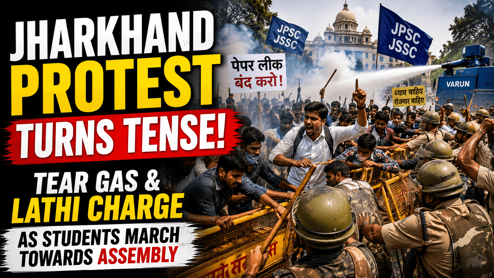 Police Use Tear Gas and Lathi Charge as Students March Towards Assembly