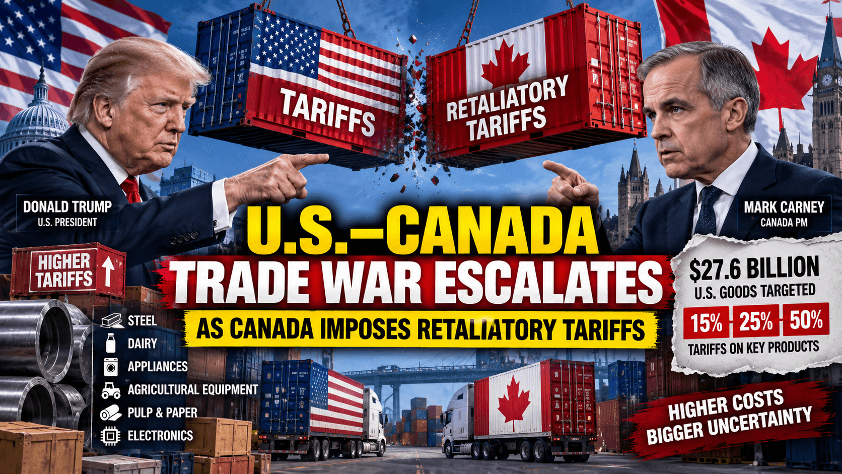 U.S.–Canada Trade War Escalates as Canada Imposes Retaliatory Tariffs image