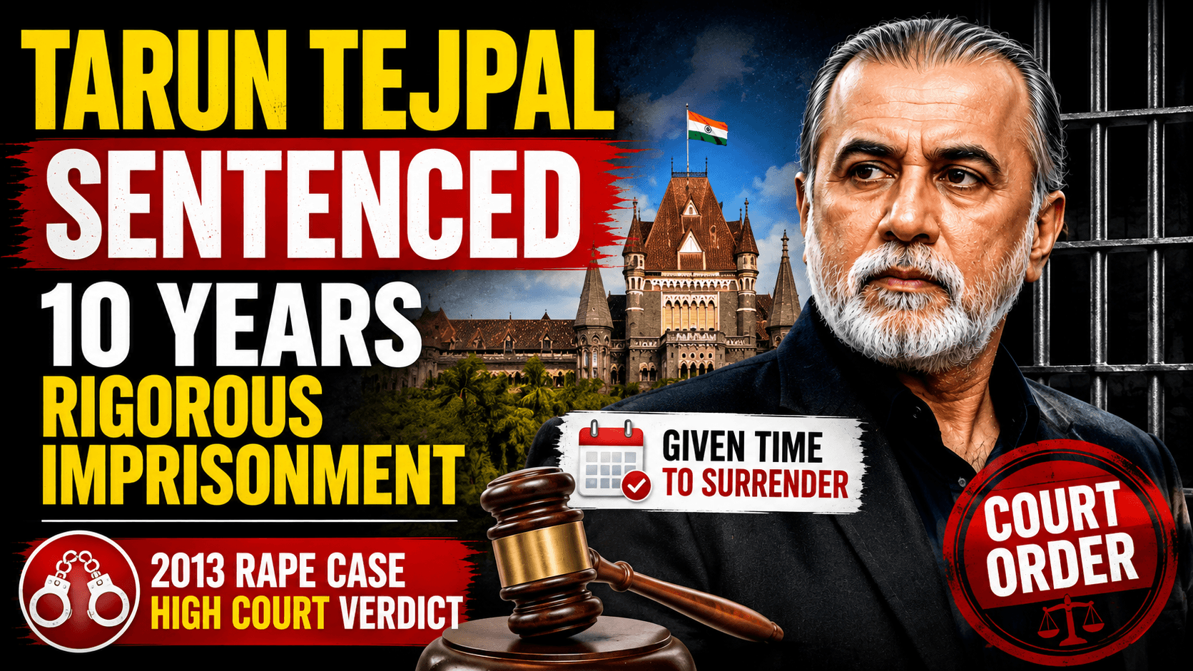 Tejpal Sentenced to 10 Years' Rigorous Imprisonment in 2013 Rape Case