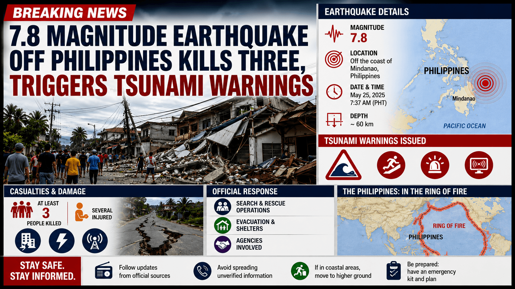 Major 7.8 Magnitude Earthquake Off Philippines Kills Three People. image